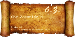 Ohr Zakariás névjegykártya